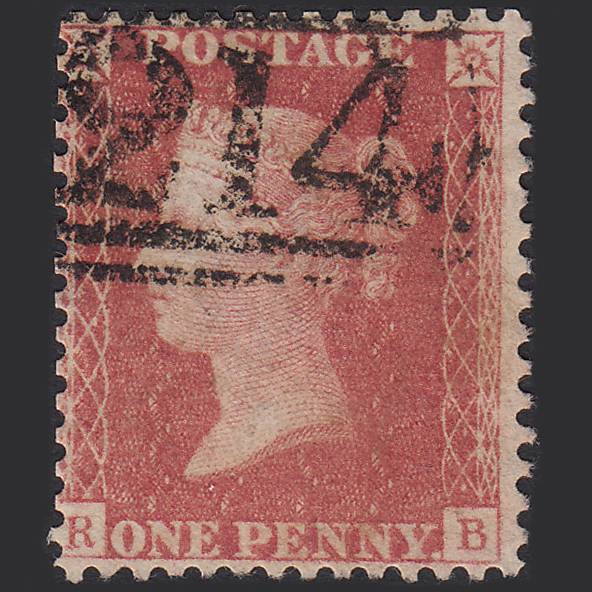 GB QV 1857 1d Pale Rose (Plate 59) SG39-C10(3) RB GU Cullompton 214