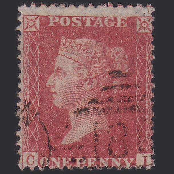 GB QV 1857 1d Rose-red (Plate 43) SG40-C10(1) CI FU Dublin 186