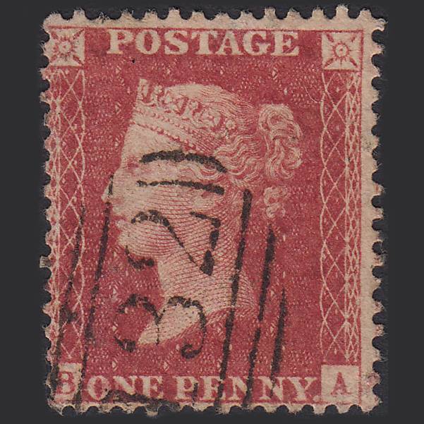 GB QV 1857 1d Rose-red (Plate 59) SG40-C10(1) BA GU Brighton 132