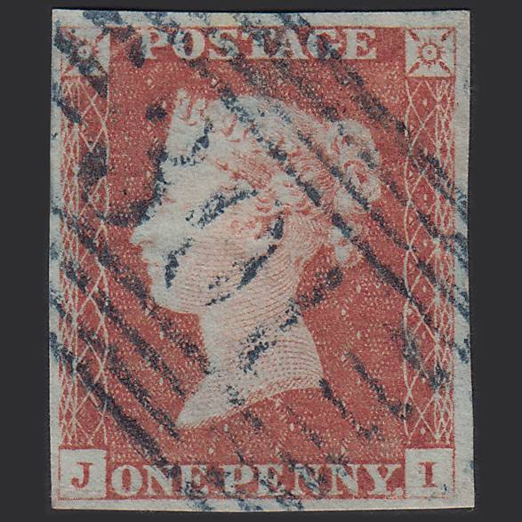 GB QV 1841 1d Red-brown (Plate 86) SG8-B1(1) JI GU Blue ST Boswell's 301