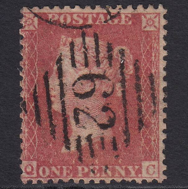GB QV 1857 1d Rose-red (Plate 27) SG40-C10(1) QC GU Belfast 62