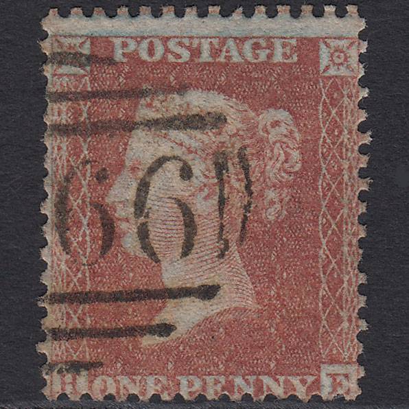 GB QV 1855 1d Red-brown (Plate 4) SG24-C3(1) HE FU Misperf