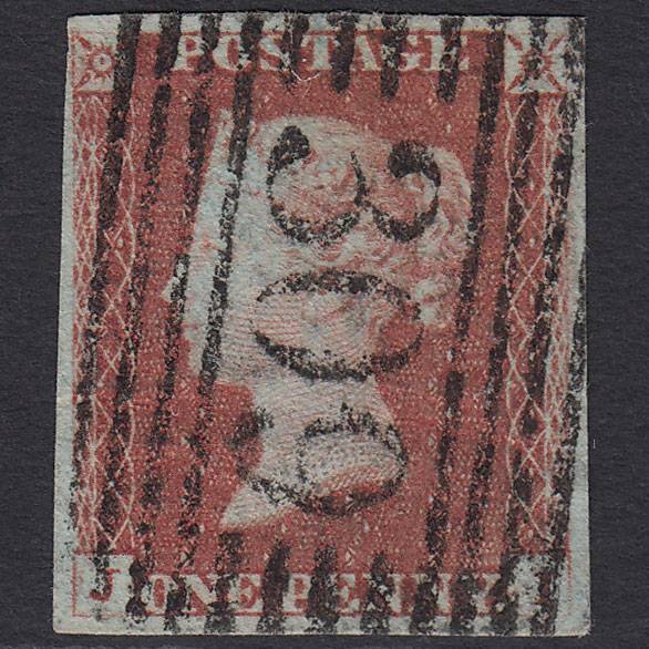 GB QV 1841 1d Red-brown (Plate 82) SG8-B1(1) JI GU 4 Margins Stonehaven 309