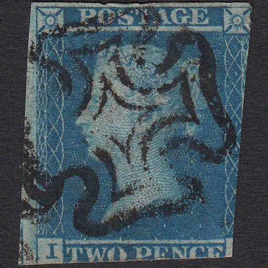 GB QV 1841 2d Blue (Plate 3) SG14-E1(2) I? GU 2 Margins Maltese Cross