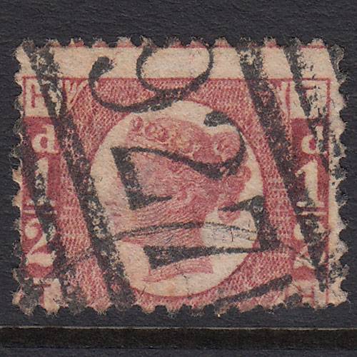 GB QV 1870 1/2d Rose-red (Plate 14) SG48-G4 TH FU Yarmouth 927 Large Misperf