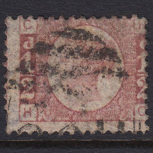 GB QV 1870 1/2d Rose (Plate 14) SG49-G4 HC GU Misperf