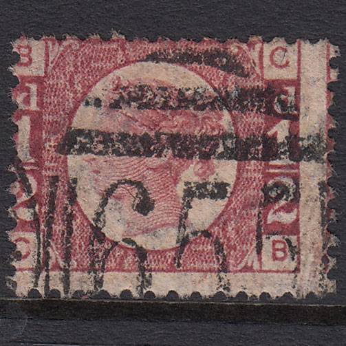 GB QV 1870 1/2d Rose-red (Plate 14) SG48-G4 CB GU Rotherham 655 Large Misperf