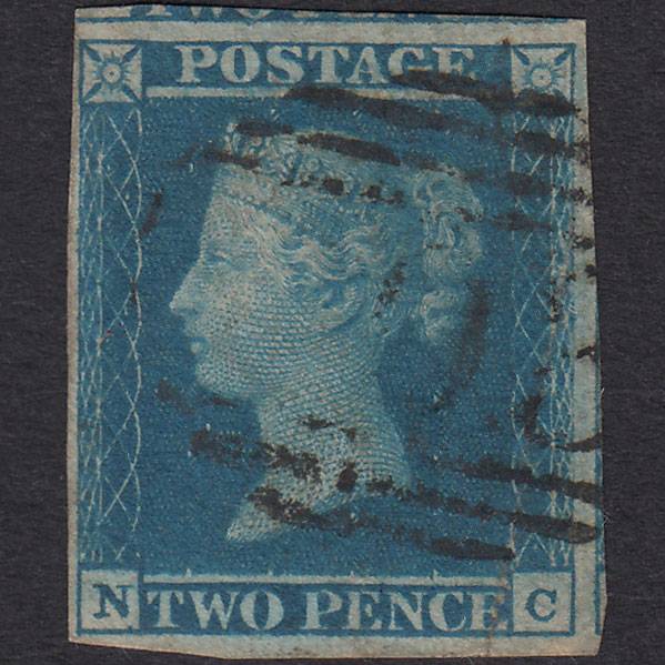 GB QV 1841 2d Blue (Plate 3) SG14-E1(2) NC GU 4 Margins