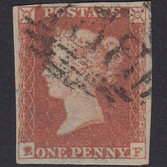 GB QV 1841 1d Red-Brown Plate 99 SG8-B1(1) EF FU 4 Margins