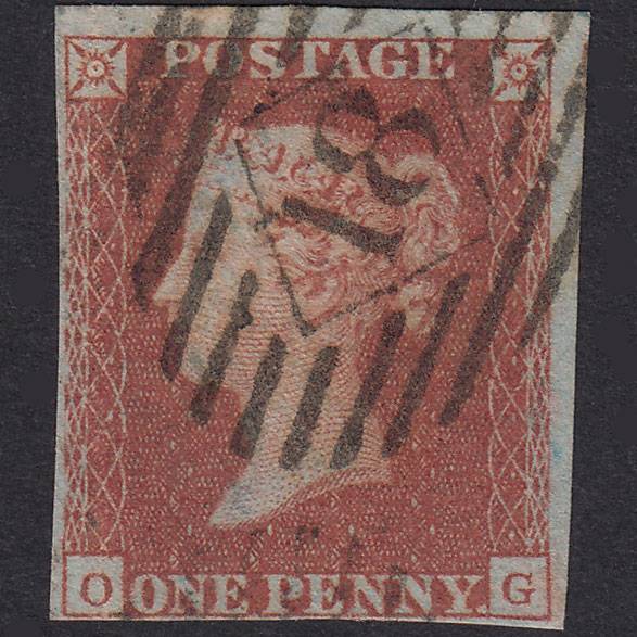 GB QV 1841 1d Red-Brown Plate 101 SG8-B1(1) OG GU 4 Margins London IS 18