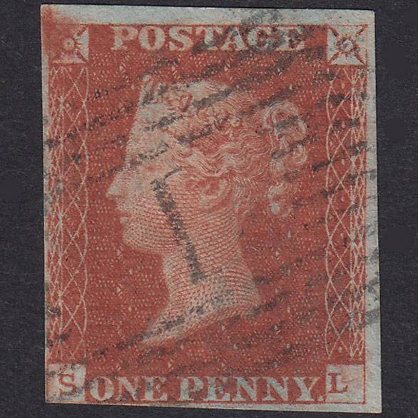 GB QV 1841 1d Red-Brown Plate 67 SG8-B1(1) SL FU Nr 4 Margins Aberdeen 1