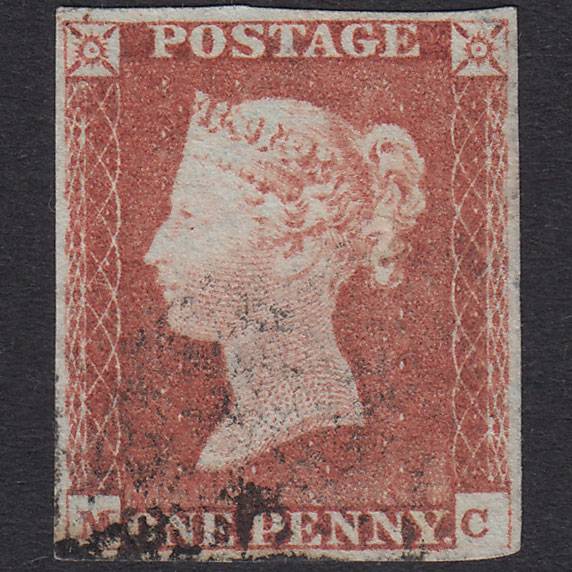 GB QV 1841 1d Red-Brown Plate 71 SG8-B1(1) MC FU 4 Margins Light Cancel