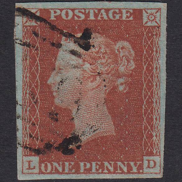 GB QV 1841 1d Red-Brown Plate 57 SG8-B1(1) LD FU 4 Good Margins