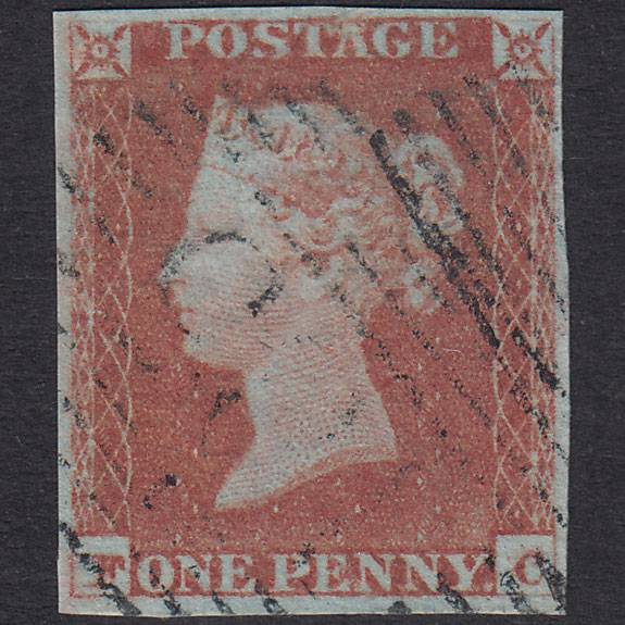 GB QV 1841 1d Red-Brown Plate 80 SG8-B1(1) FC FU 4 Margins Scotland
