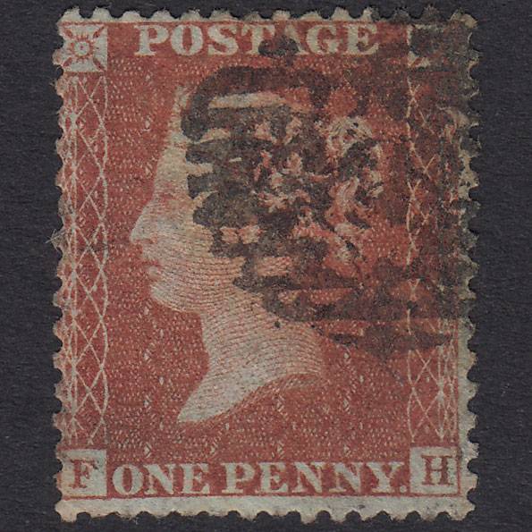 GB QV 1856 1d Red-Brown Plate 34 SG29-C8(1) FH GU London IS Cancel