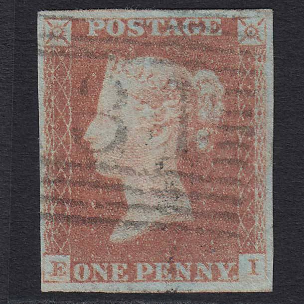 GB QV 1841 1d Red-brown (Plate 75) (SG8) 'EI' FU Edinburgh (131) 4 Margins