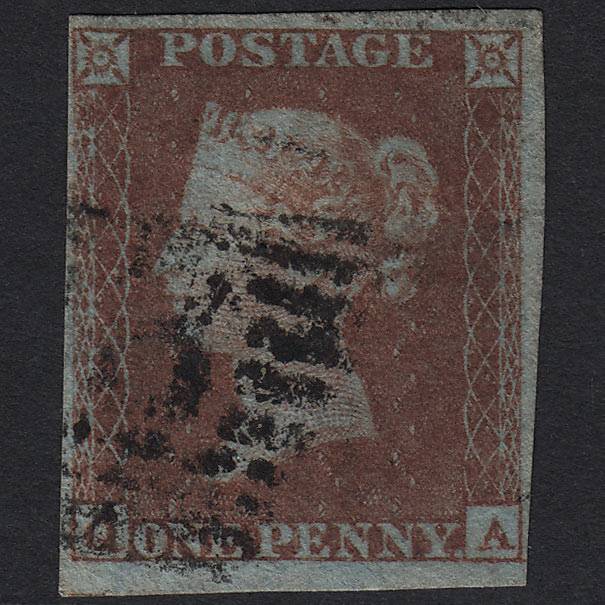 GB QV 1841 1d Red-brown (Plate 150) SG8-B2(1) QA GU in Scotland