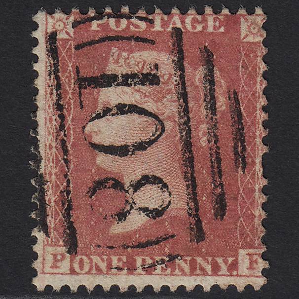 GB QV 1857 1d Rose-red (Plate 60) SG40-C10(1) PF FU Carnarvon 108