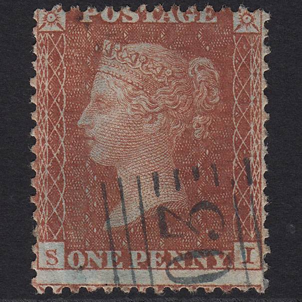 GB QV 1855 1d Red-brown (Plate 10) C6(1) SI FU Blue Scots Cancel