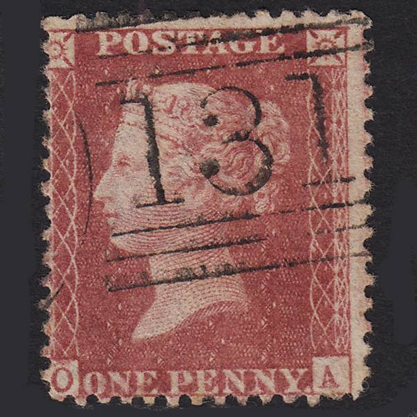 GB QV 1857 1d Rose-red (Plate 36) SG40-C10(1) OA GU Edinburgh 131