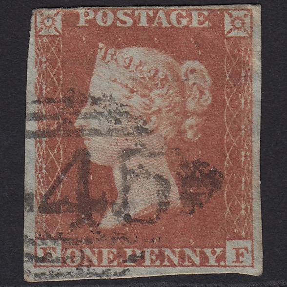 GB QV 1841 1d Red-brown (Plate 157) SG8-B2(1) FF GU nr 4 Margins Waterford 445