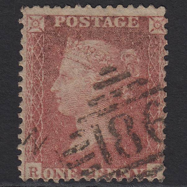 GB QV 1857 1d Rose-red (Plate 57) SG40-C10(1) RJ GU Dublin 186