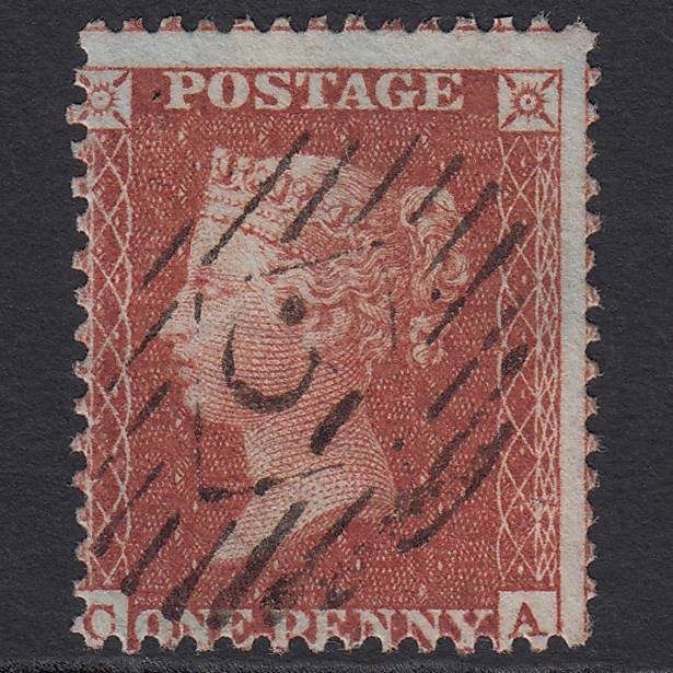 GB QV 1855 1d Red-brown (Plate 10) SGC6(1) CA FU London IS 5 Misperf