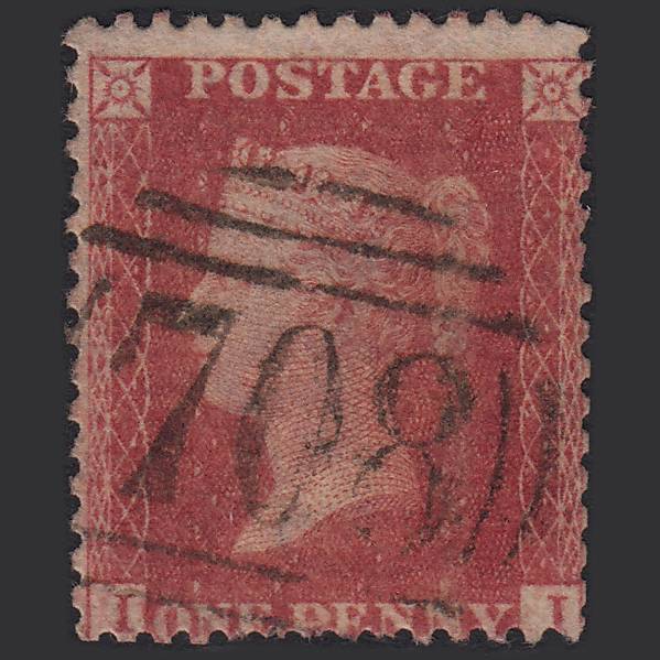 GB QV 1857 1d Rose-red (Plate 56) SG40-C10(1) II GU Shrewsbury 708