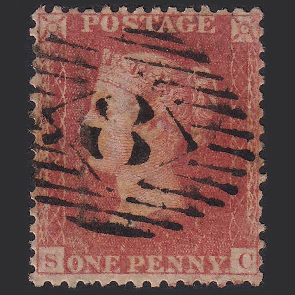 GB QV 1857 1d Rose-red (Plate 55) SG40-C10(1) SC GU London IS 8