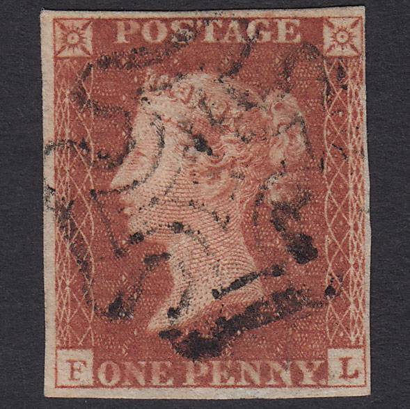 GB QV 1841 1d Red-brown (Plate 20) SG8-B1(1) FL FU 4 Margins Maltese Cross