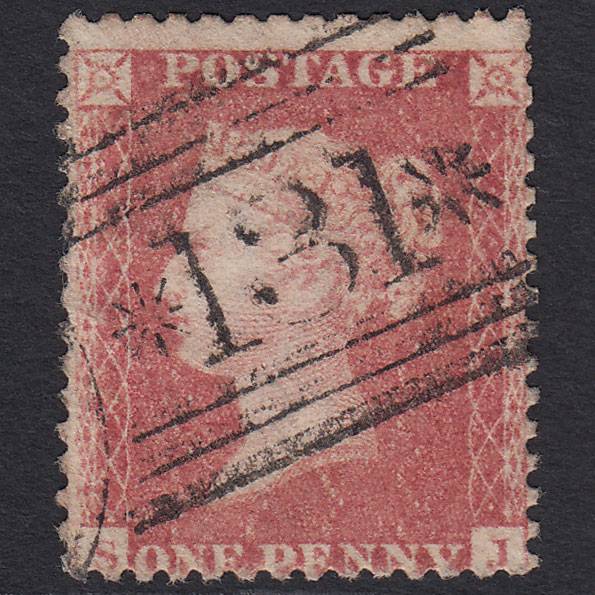 GB QV 1857 1d Pale Rose (Plate 43) SG39-C10(3) SJ GU Edinburgh 131
