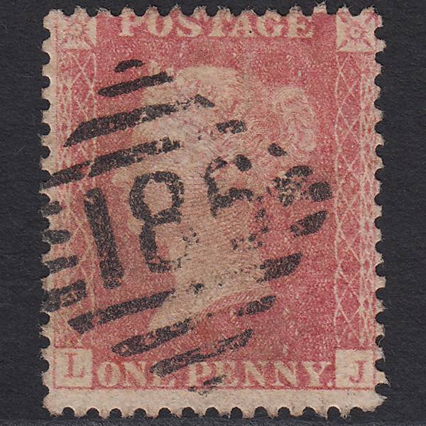 GB QV 1857 1d Pale Rose (Plate 68) SG39-C10(3) LJ FU Dublin 186