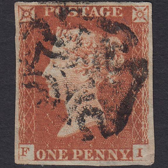 GB QV 1841 1d Red-brown (Plate 21) SG8-B1(1) FI GU 4 Margins Maltese Cross