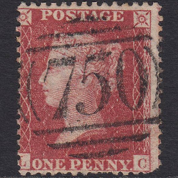 GB QV 1857 1d Rose-red (Plate 58) SG40-C10(1) LC GU Stourbridge 750