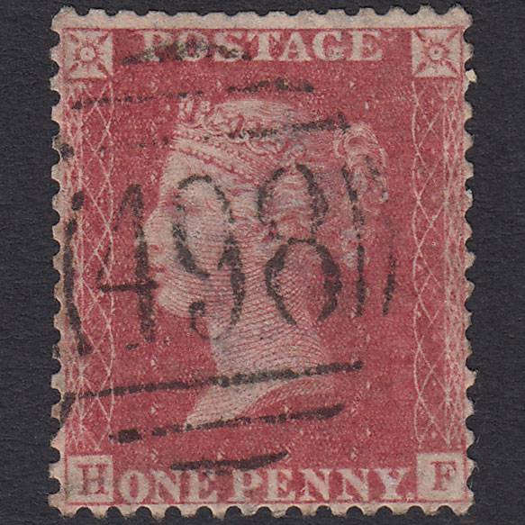 GB QV 1857 1d Rose-red (Plate 49) SG40-C10(1) HF GU Manchester 498 Spoon