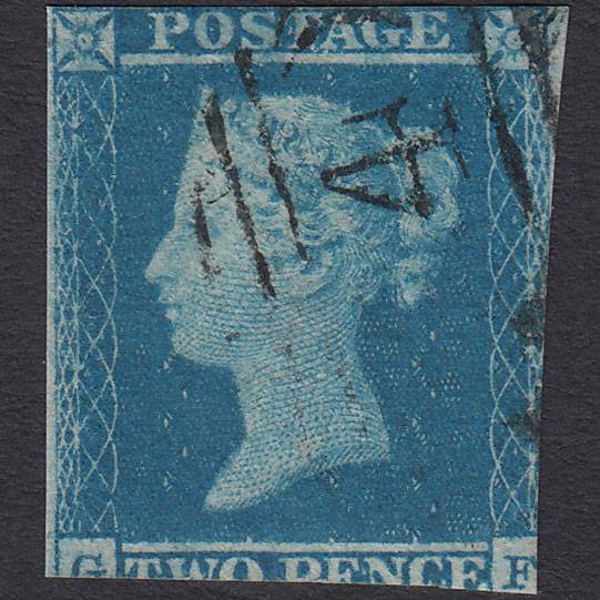 GB QV 1841 2d Blue (Plate 4) SG14-E1(2) GF GU Light Cancel