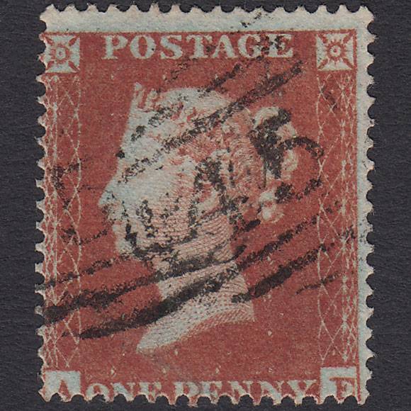 GB QV 1854 1d Red-brown (Plate 180) SG17-C1(1) AE FU Missing Imprimatur