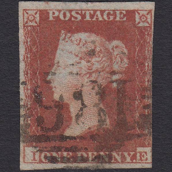 GB QV 1841 1d Red-brown (Plate 160) SG8-B2(1) IE FU nr 4 Margins Dublin 186