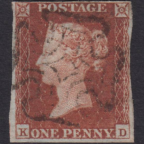 GB QV 1841 1d Red-brown (Plate 19) SG8-B1(1) KD FU 4 Margins Maltese Cross