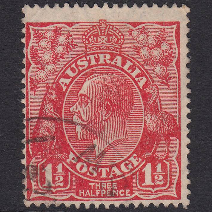 AUSTRALIA 1926 1 1/2d Scarlet King George V SG87 FU CDS