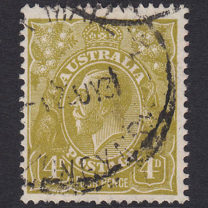 AUSTRALIA 1929 4d Yellow-Olive King George V SG102 FU CDS