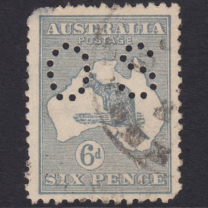 AUSTRALIA 1915 6d Ultramarine Kangaroo SGO46 GU OS Perfin