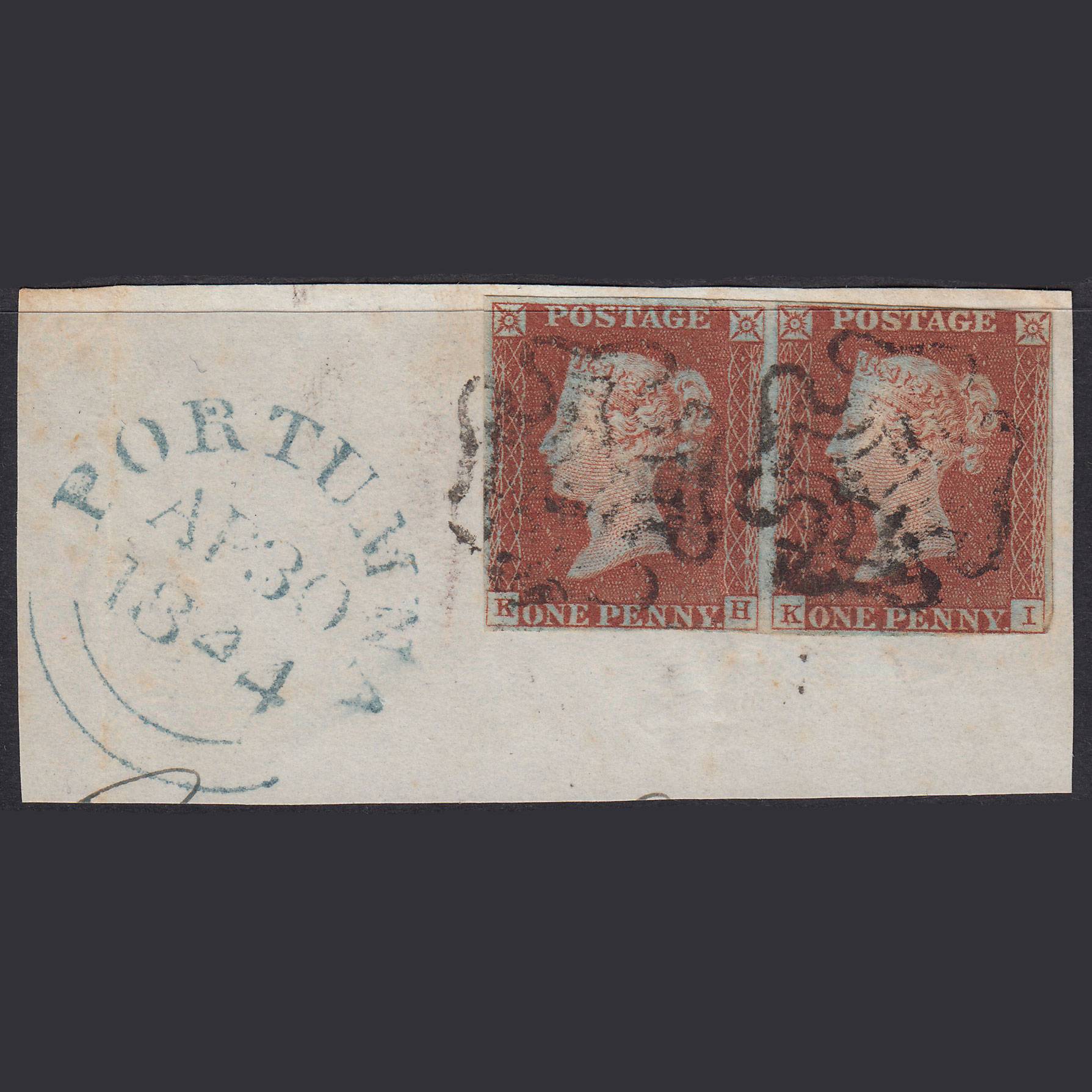 GB QV 1841 1d Plate 34 SG8-B1(1) KH-KI FU Nr 4M MX Pair On Portumna Piece