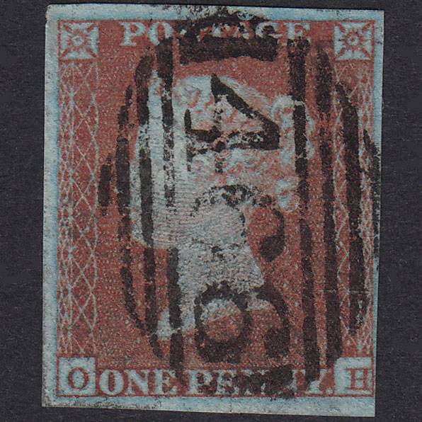 GB QV 1841 1d Plate 130 SG8A-B1(2) Framed Reverse OH FU 4M Liverpool 466