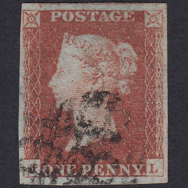 GB QV 1841 1d Red-Brown Plate 61 SG8-B1(1) Re-Entry JL FU 4 Good Margins