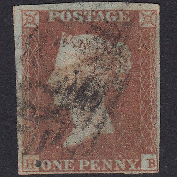 GB QV 1841 1d Red-Brown Plate 92 SG8-B1(1) HB GU 4 Margins