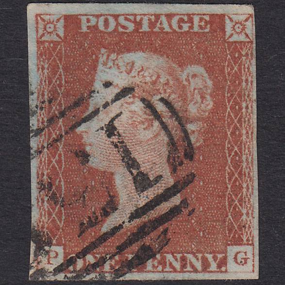 GB QV 1841 1d Red-Brown Plate 58 SG8-B1(1) PG FU 4 Margins