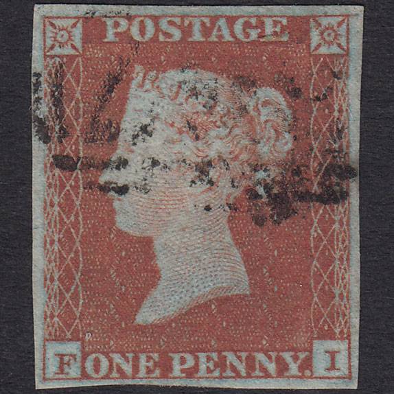 GB QV 1841 1d Red-Brown Plate 129 SG8-B1(1) FI FU 4 Margins