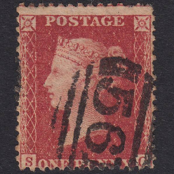 GB QV 1857 1d Rose-Red Plate 60 SG40-C10(1) SC GU Newport 561