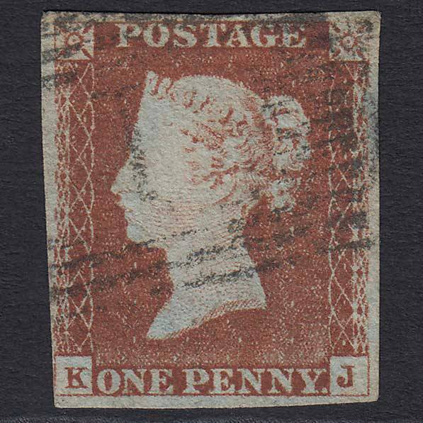 GB QV 1841 1d Red-brown (Plate 69) (SG8) 'KJ' FU Aberdeen (1) nr 4 Margins